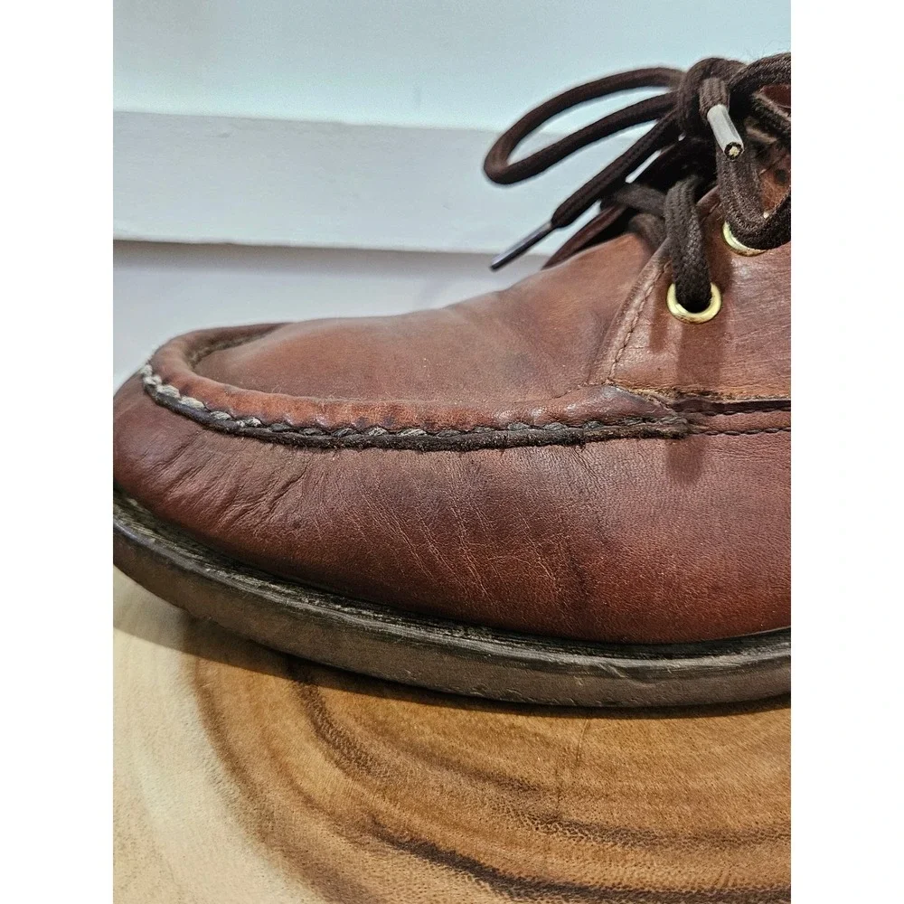 VTG Russell Moccasin Co 11 1/2 Brown Leather Chukka Boots Moc Toe Made in USA